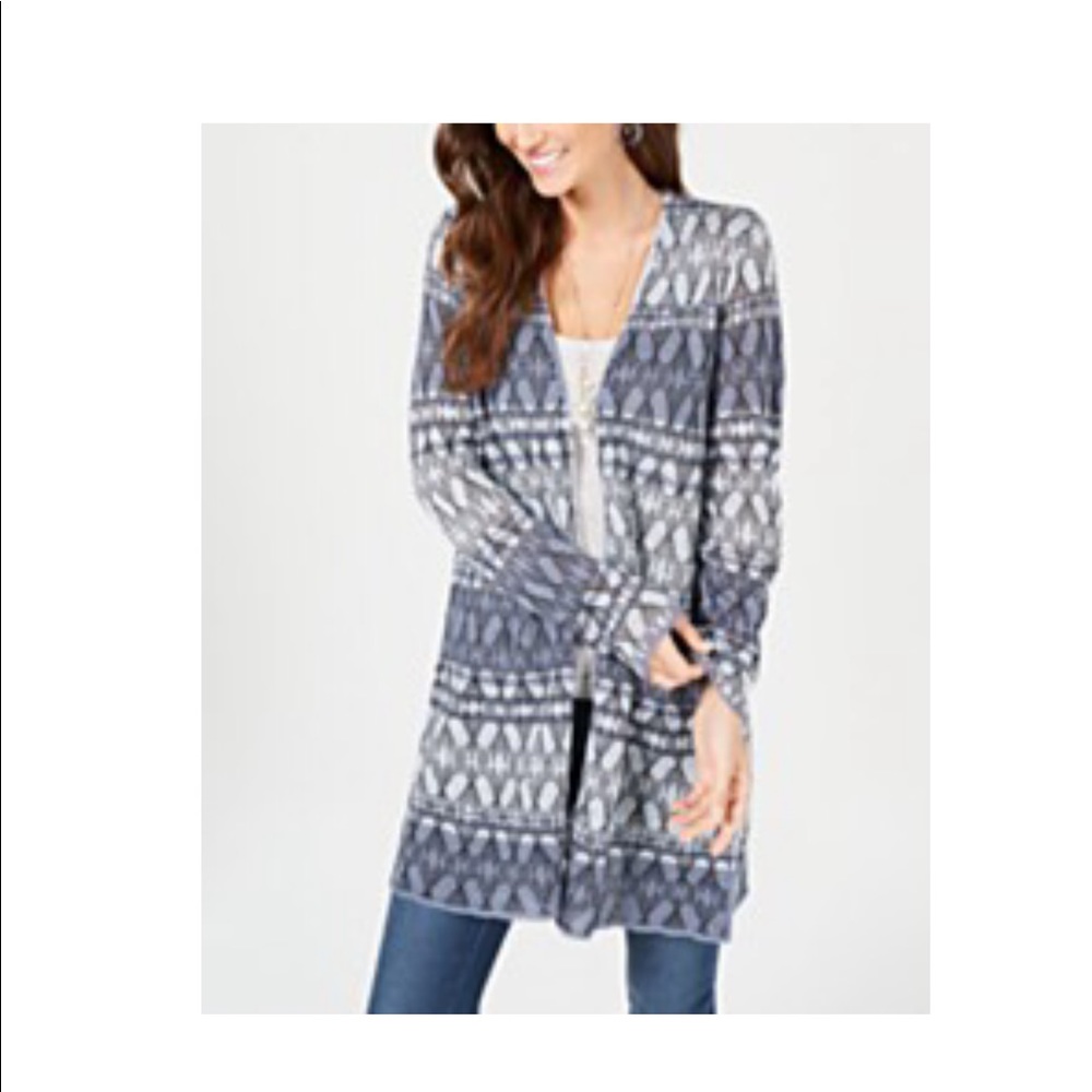 Open Front Carnigan - Hombre blue and white